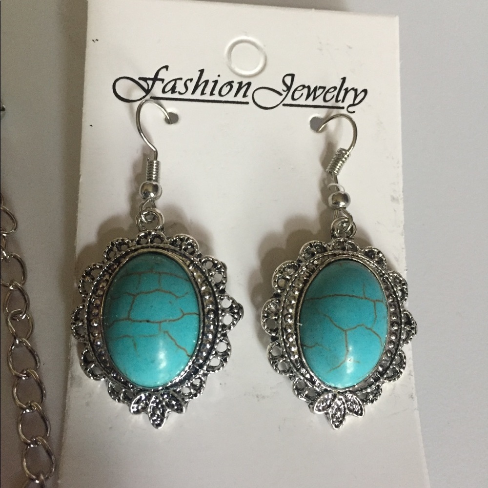 Turquoise and silver earrings